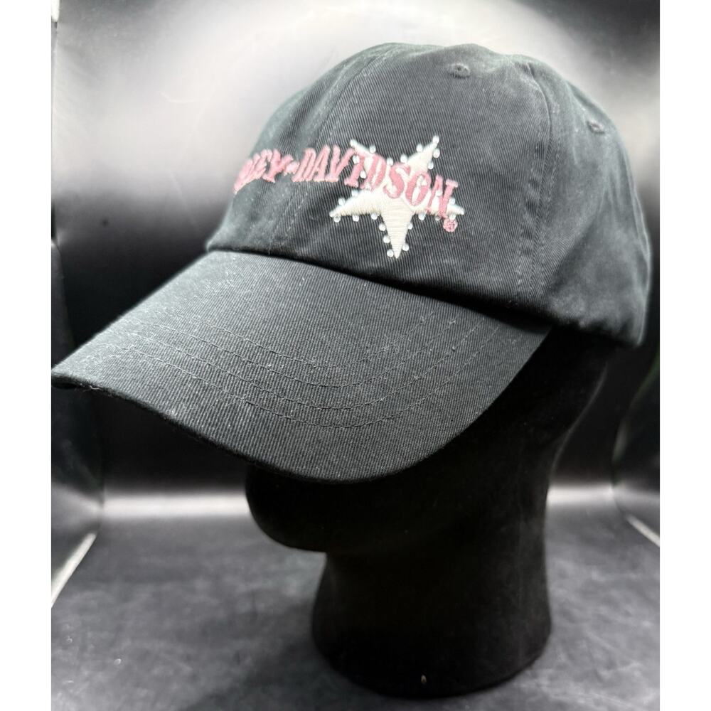 Harley Davidson Women's Black Pink Star Baseball Hat Adjustable Strapback Cap